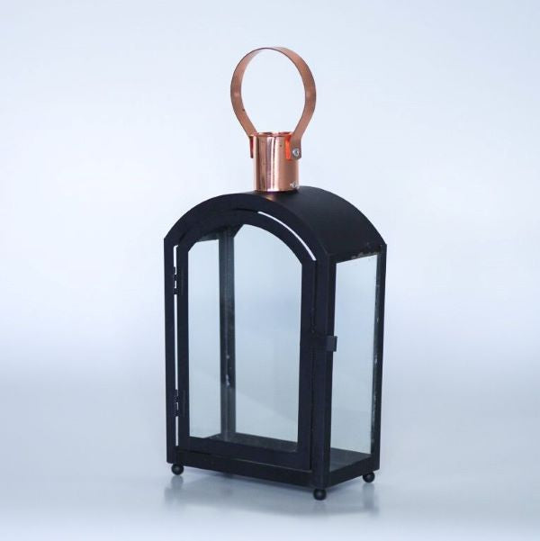 Black lanterns with rose gold details, 6 pcs