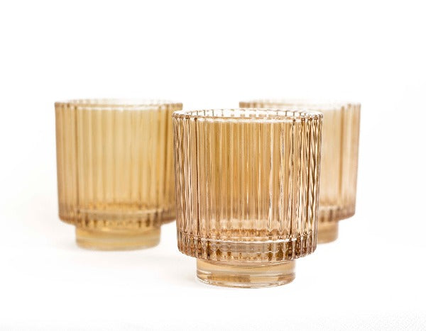 Golden wave-patterned candle holders, 10 pc